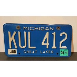 Michigan 2000 Blue‎ #KUL-412 License Plate Great Lakes